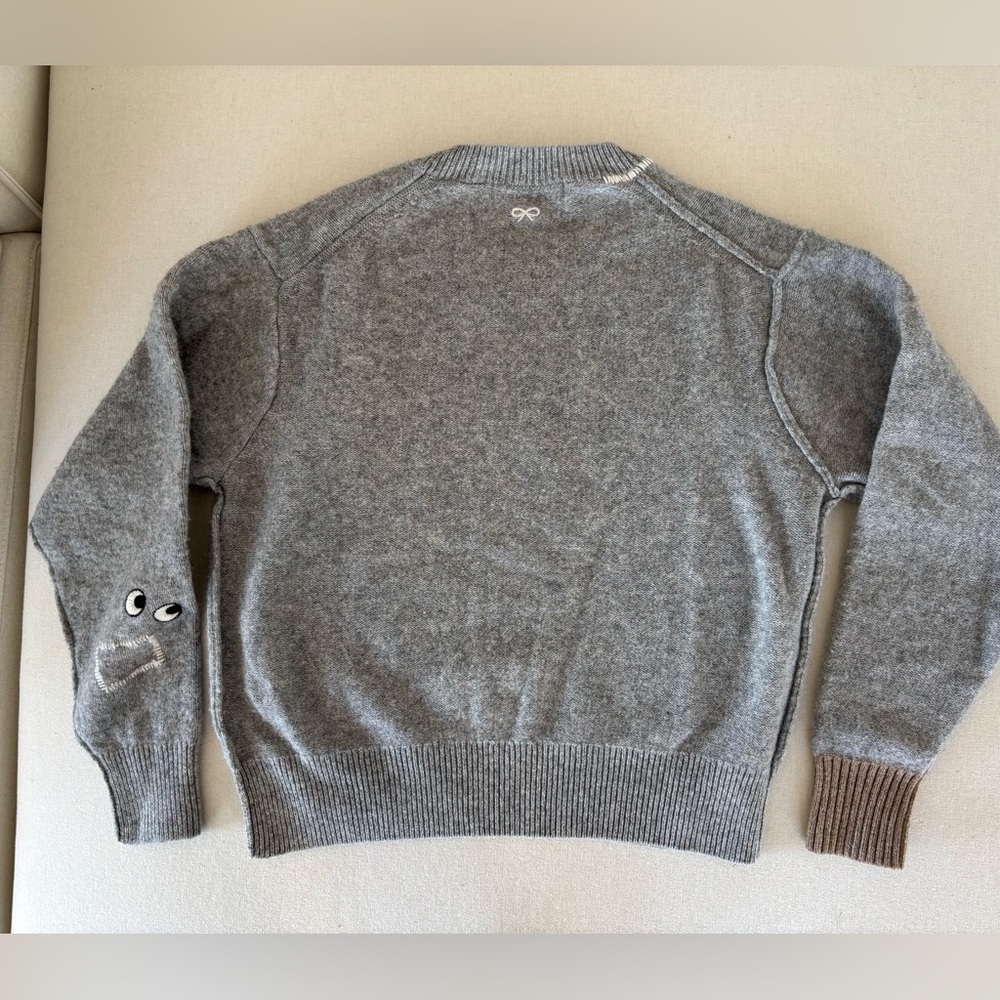 Uniqlo x Anya Hindmarch wool grey sweater 👁️ eye motif S small crew neck - Picture 9 of 10